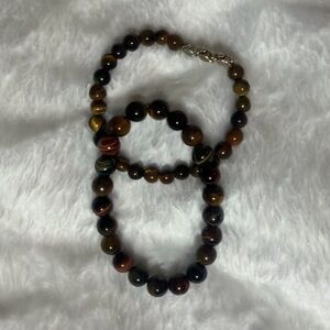 Natural Tiger’s Eye Beaded Bracelet Set - Earthy Stones